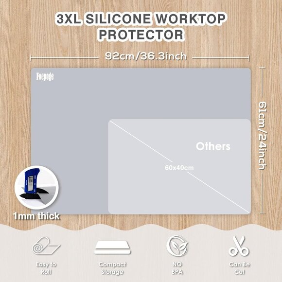 36.2" x 24" Extra Large Silicone Mat for Epoxy Resin, Nonstick Silicon Mats for - Picture 2 of 9